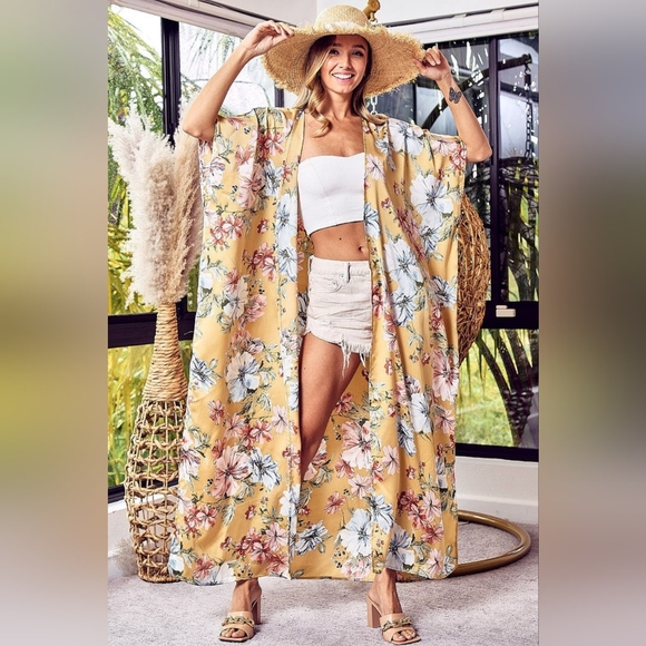 BiBi Floral Side Slit Longline Cardigan - Picture 3 of 5